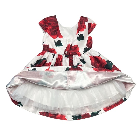 Gymboree Red Rose Floral Kids Formal Dress with Bow Accents | Girls 2T - Picture 3 of 5